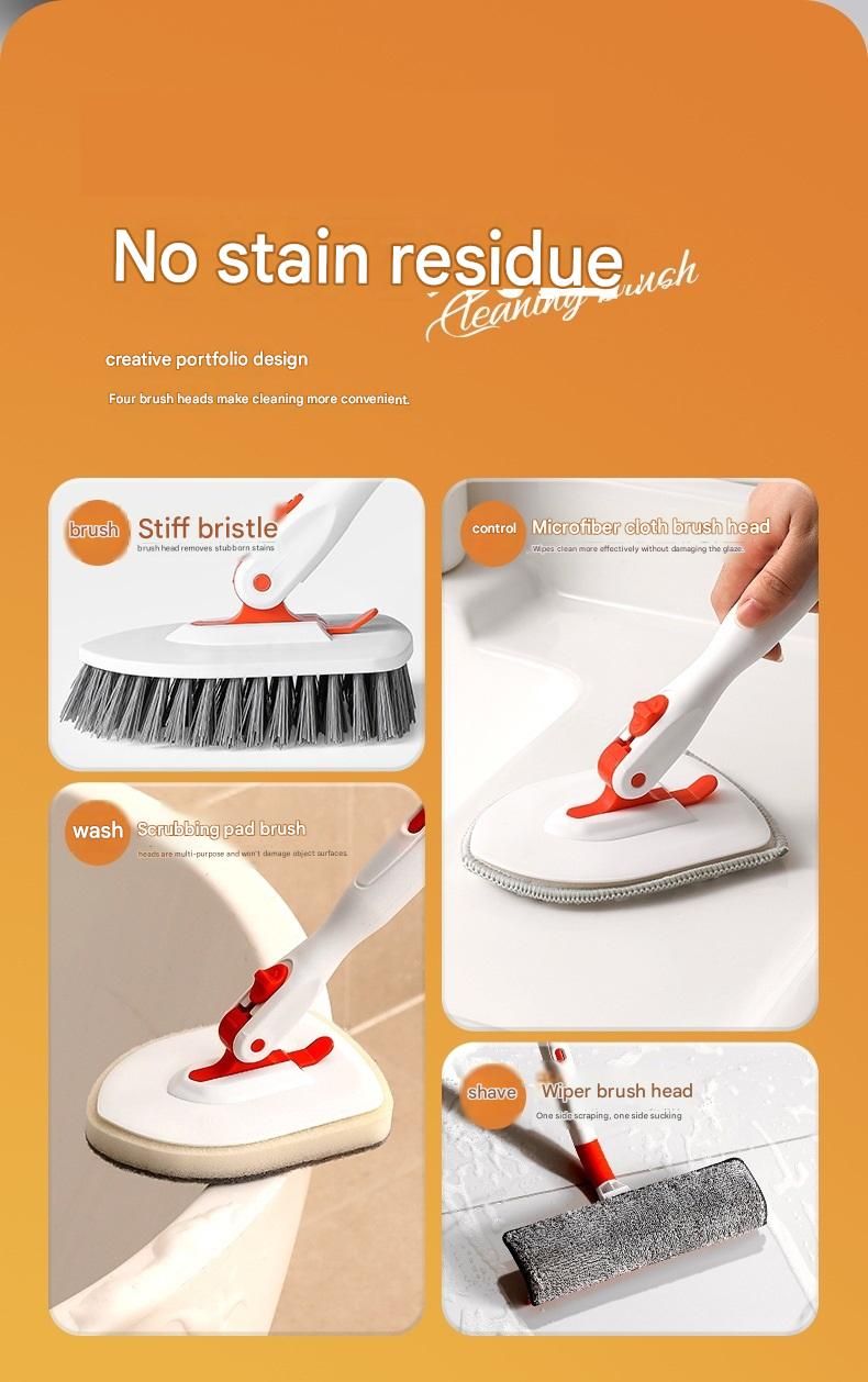 6-piece(Three-section pole+stiff brush+base plate+microfiber cloth + scouring view 5