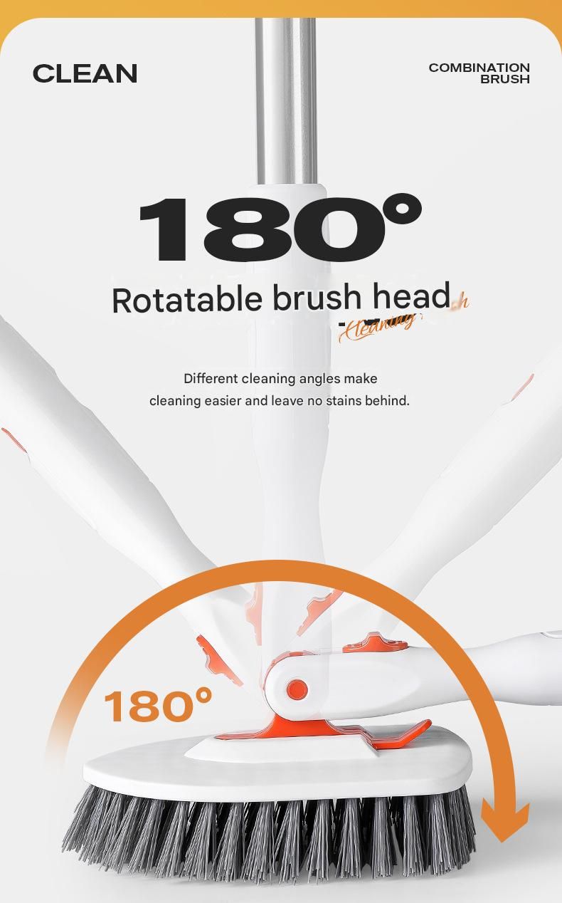 6-piece(Three-section pole+stiff brush+base plate+microfiber cloth + scouring view 9