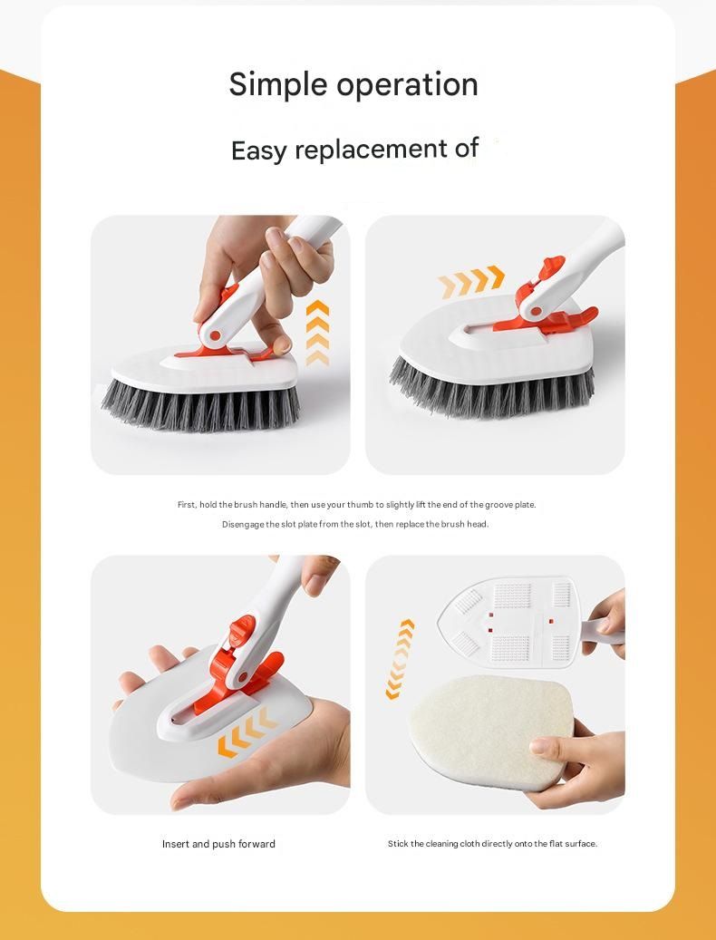 9-piece White and Orange Complete Home Cleaning Brush Set - Stainless Steel view 8