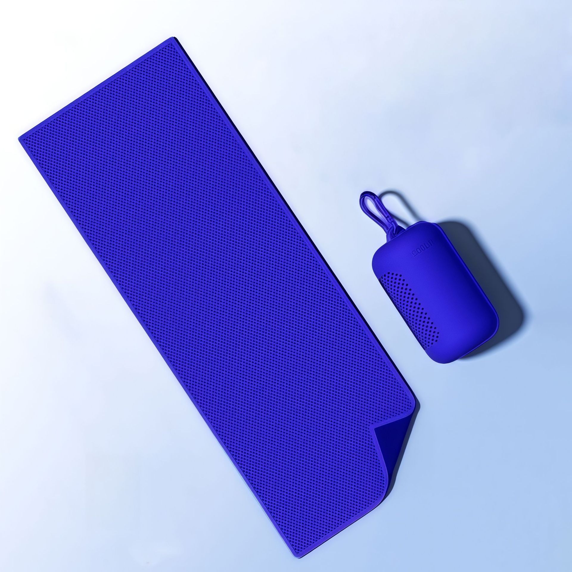 Dark blue Cooling Towel with Silicone Case - Quick Dry Ice Towel for Sports