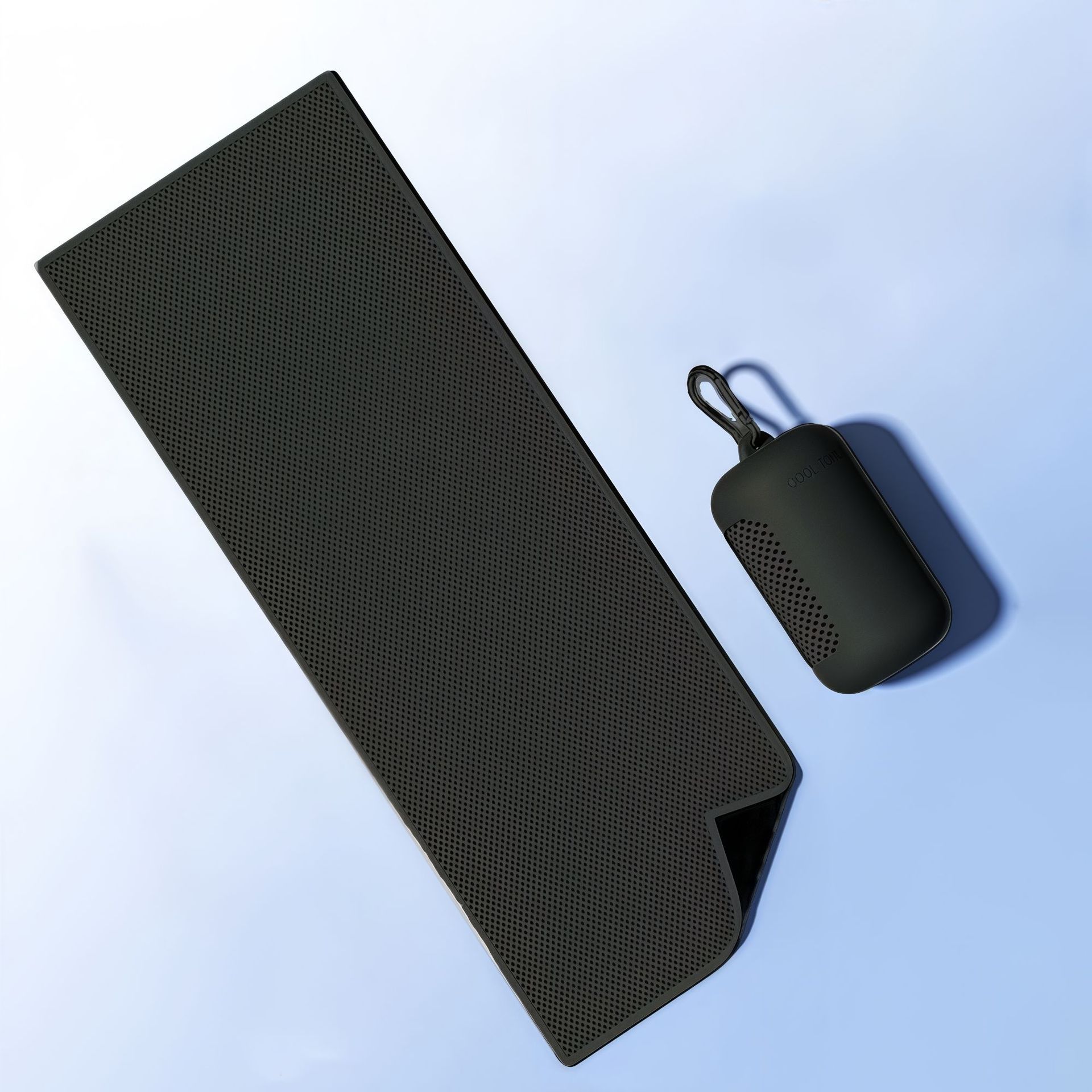 Black Cooling Towel with Silicone Case - Quick Dry Ice Towel for Sports