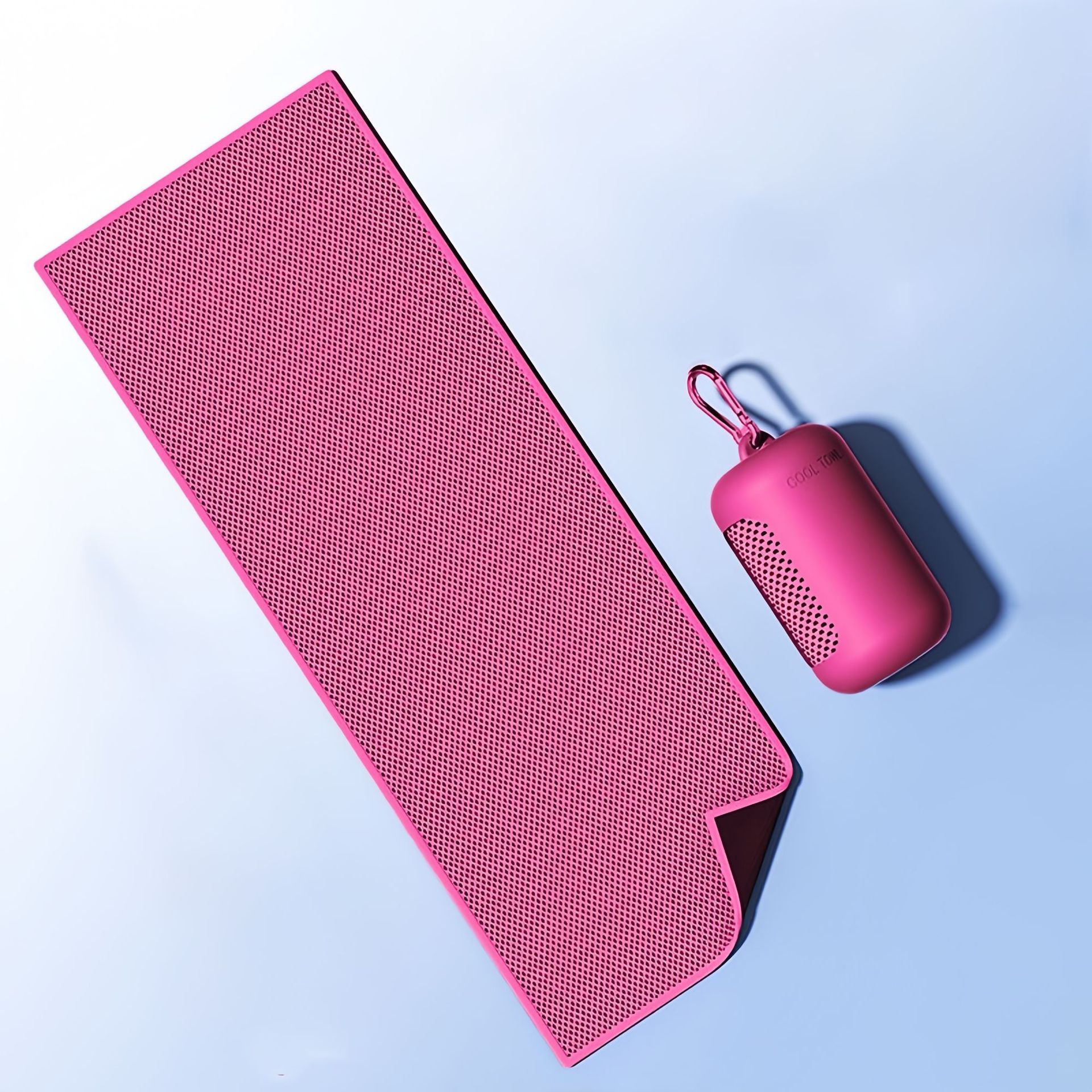 Rose red Cooling Towel with Silicone Case - Quick Dry Ice Towel for Sports