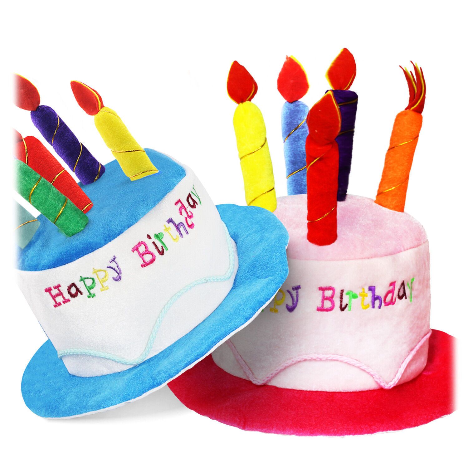 2-piece Pink Plush Birthday Cake Hat Set - Novelty Party Accessory with view 5