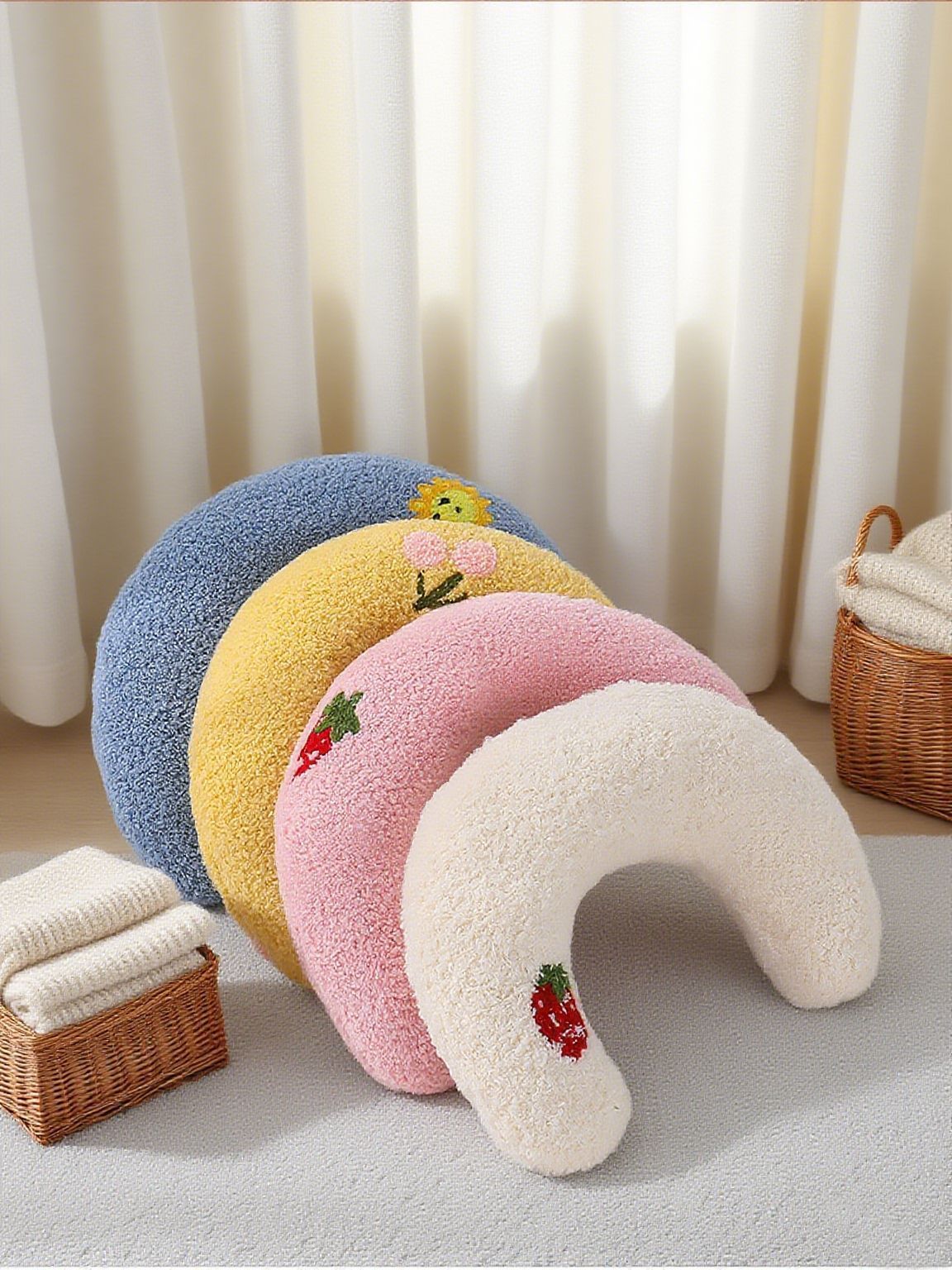 Yellow Pet U-Shaped Pillow - Soft Teddy Velvet Neck Support Cushion for Dogs view 7