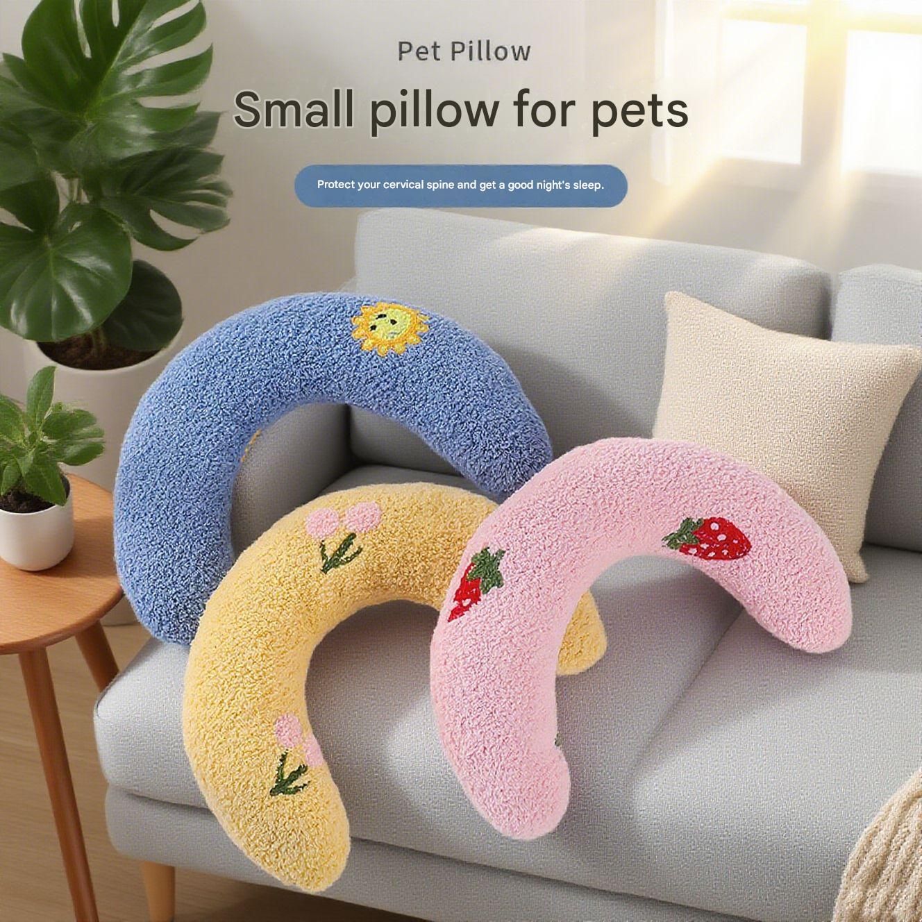 Pink Pet U-Shaped Pillow - Soft Teddy Velvet Neck Support Cushion for Dogs and view 2