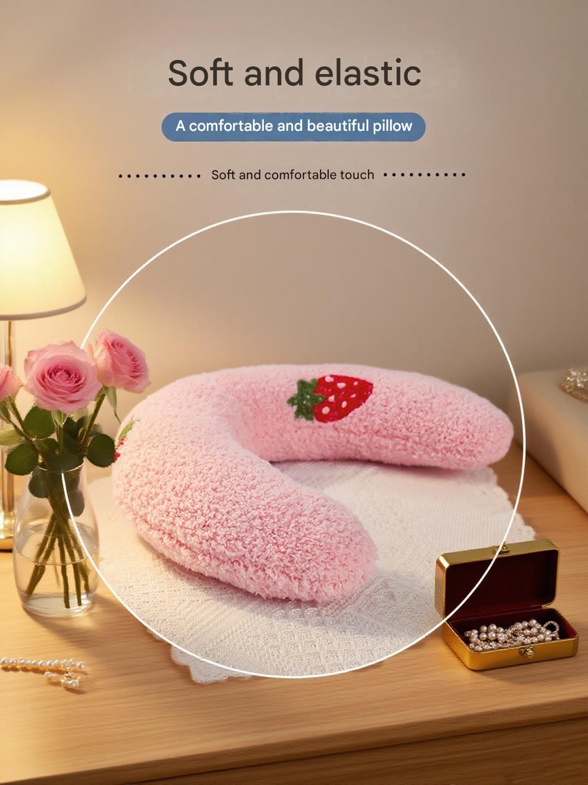 Pink Pet U-Shaped Pillow - Soft Teddy Velvet Neck Support Cushion for Dogs and view 4