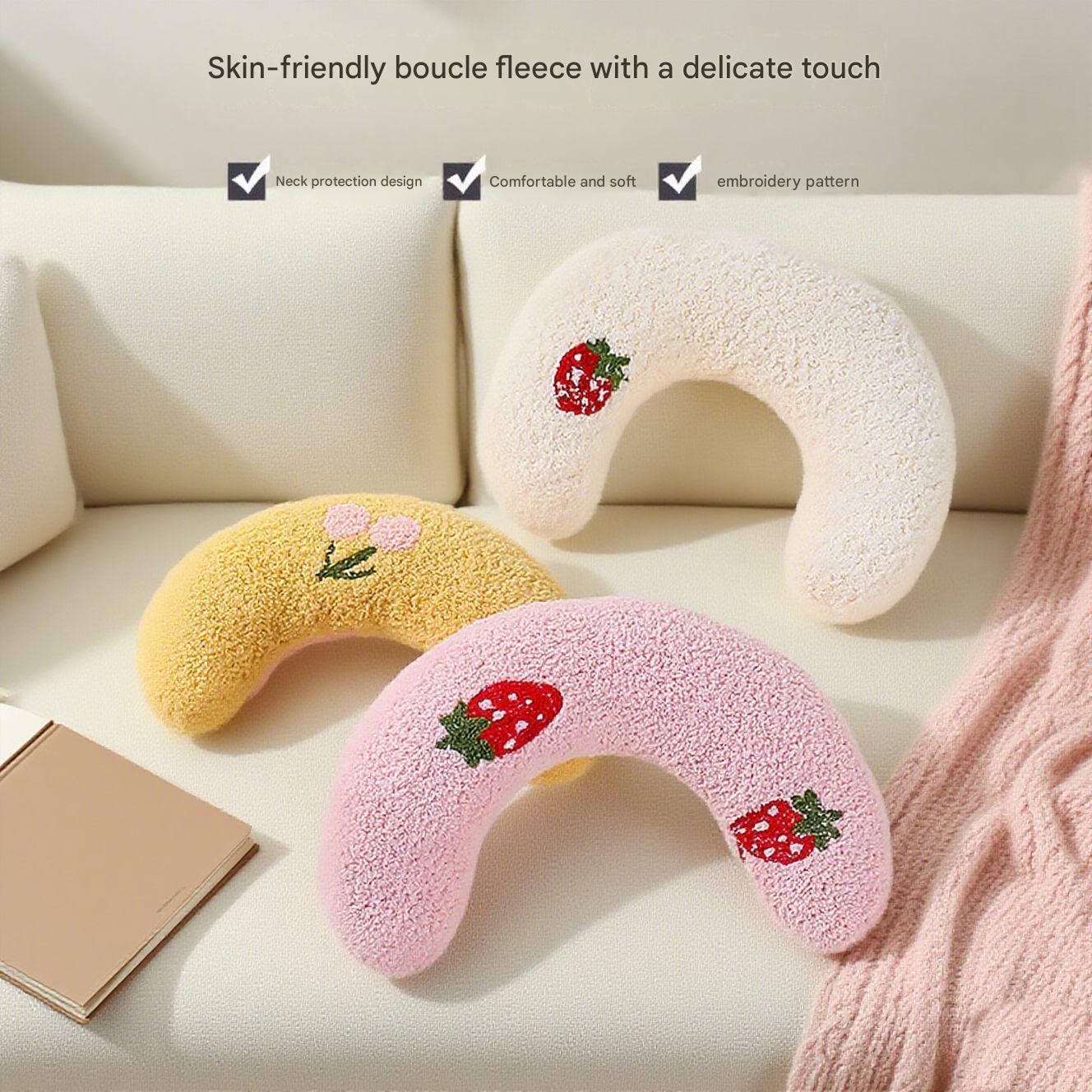 Pink Pet U-Shaped Pillow - Soft Teddy Velvet Neck Support Cushion for Dogs and view 5