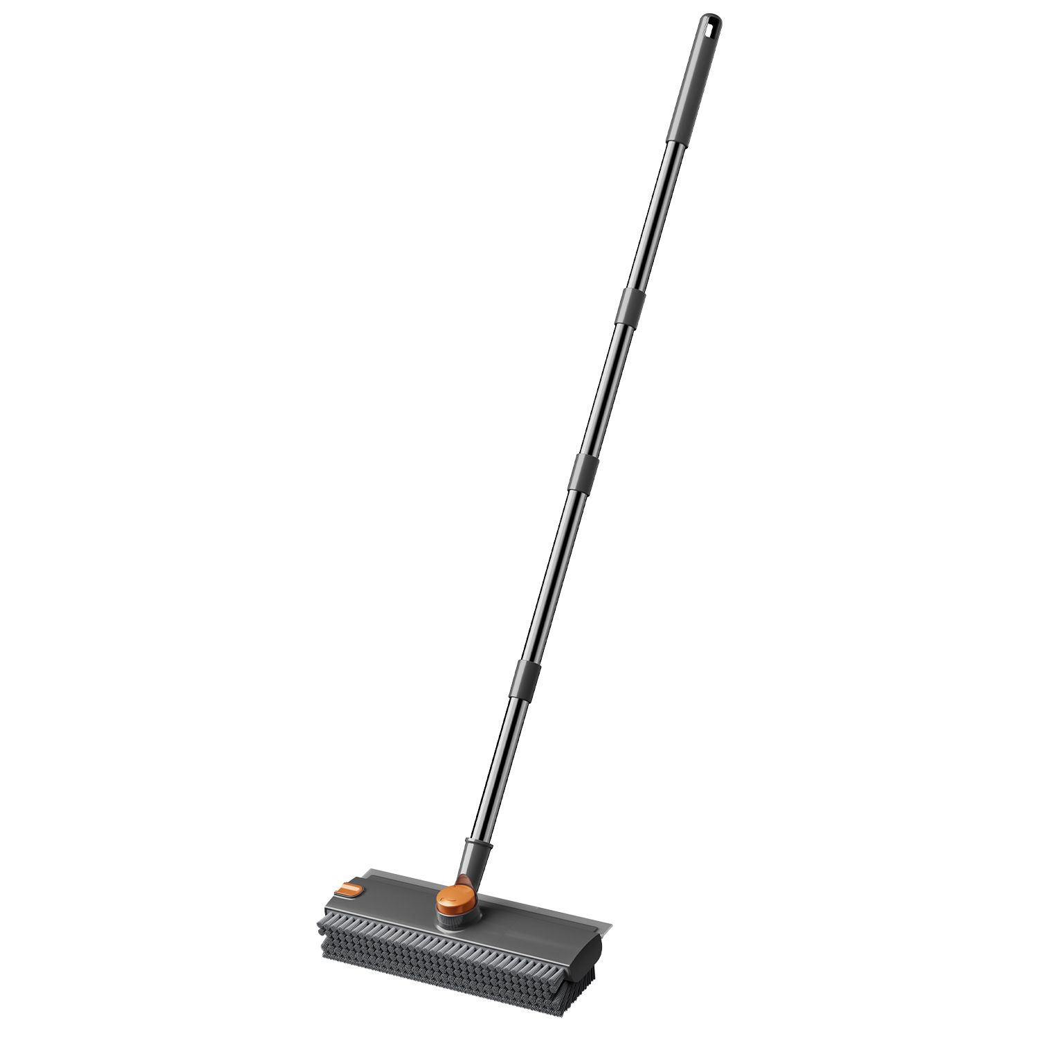 Grey Floor Scrub Brush with V-Shaped Bristles - 360 Degree Rotating Long