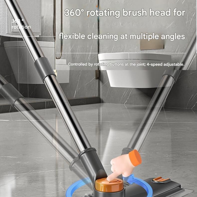 Grey Floor Scrub Brush with V-Shaped Bristles - 360 Degree Rotating Long view 7