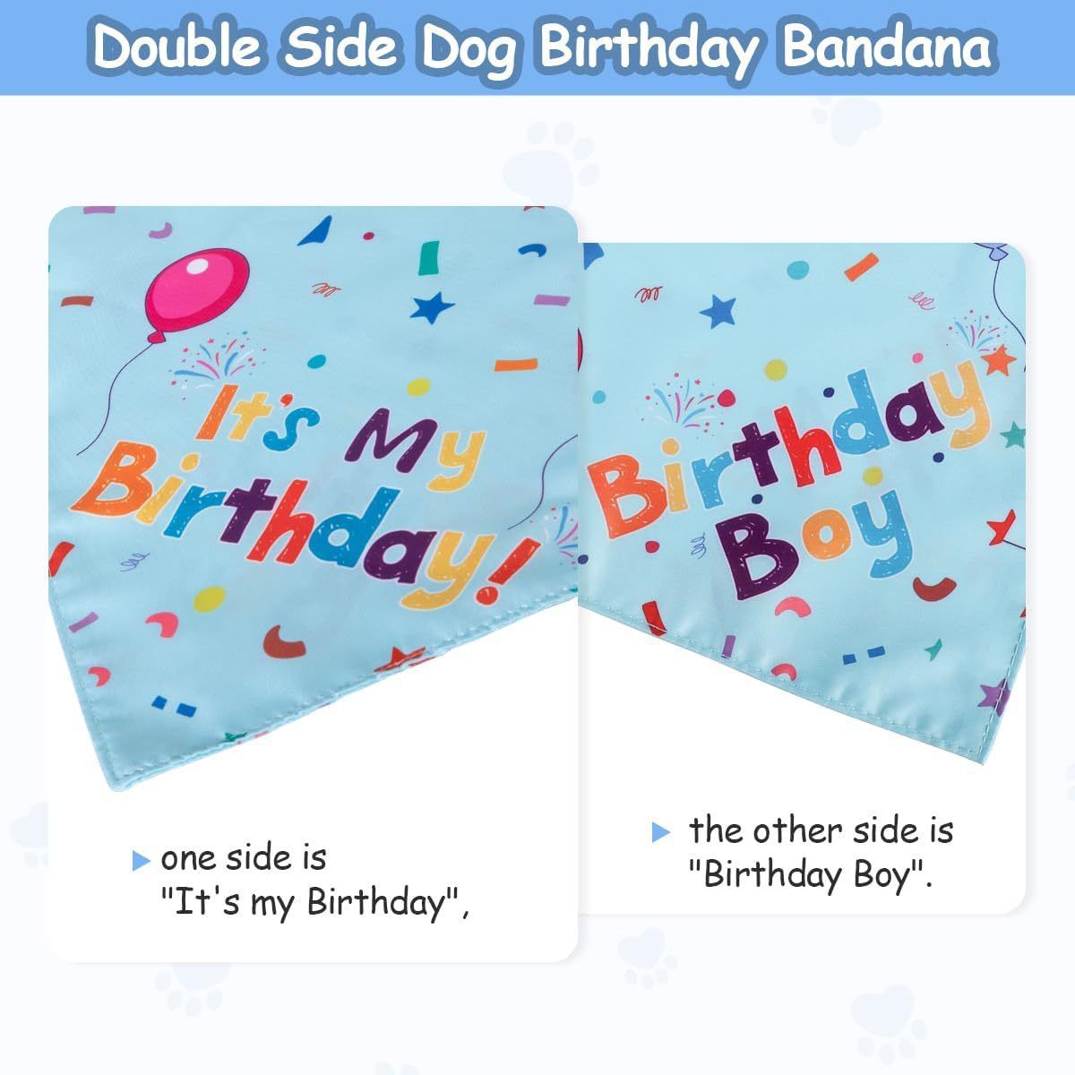 Blue Pet Birthday Bandana and Hat Set - Soft Cotton view 3