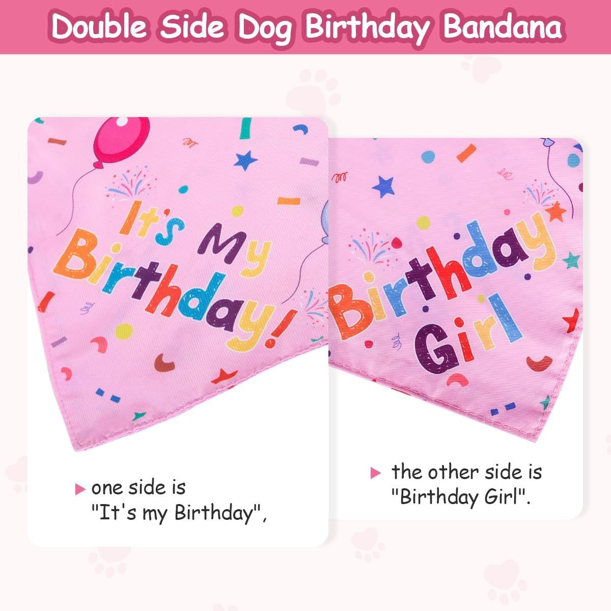 Pink Pet Birthday Bandana and Hat Set - Soft Cotton view 3