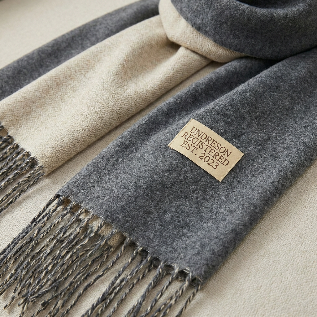 Dark Grey and Beige Double-Sided Reversible Imitation Cashmere Scarf for Women view 6