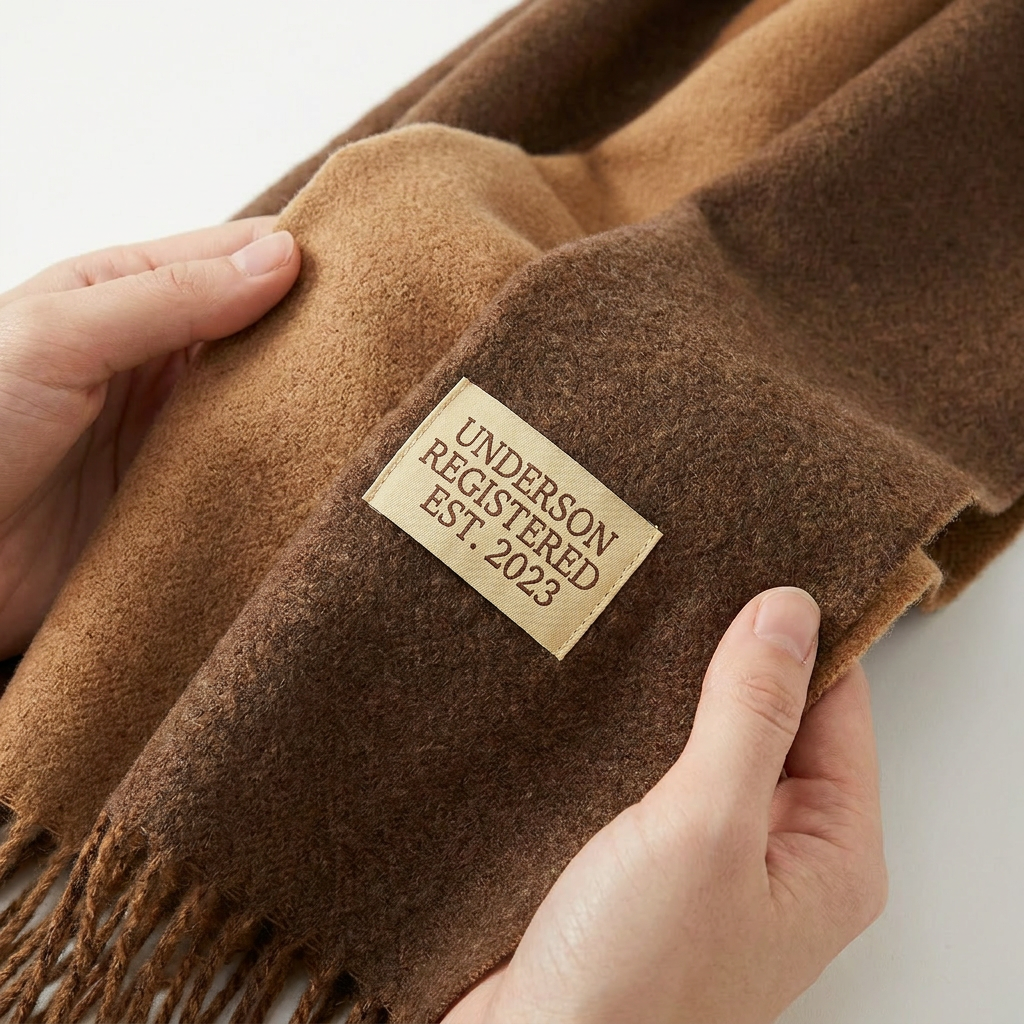 Brown and Caramel color Double-Sided Reversible Imitation Cashmere Scarf for view 6