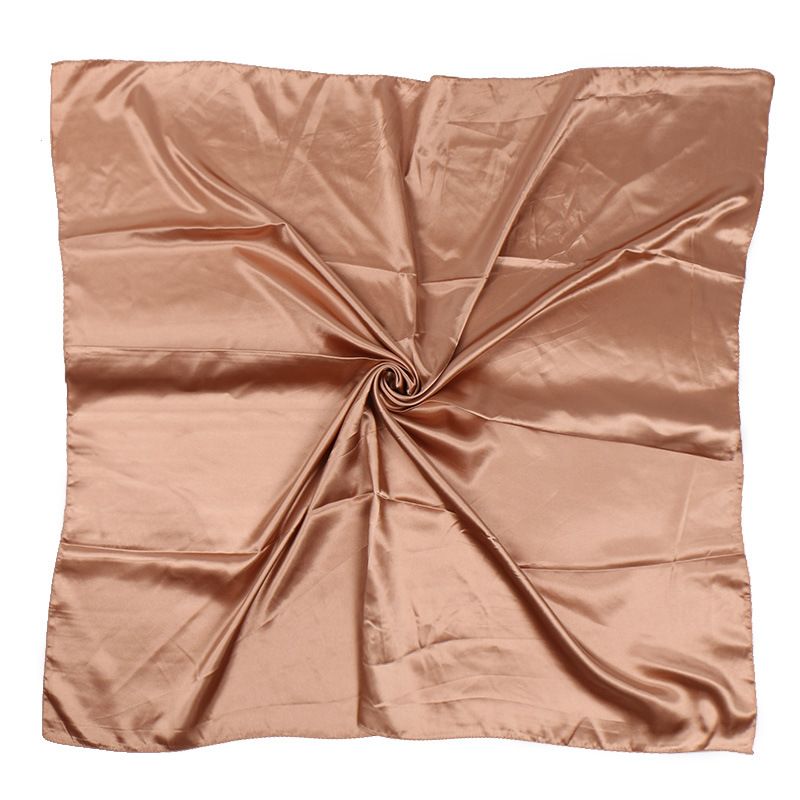 90x90cm Brown Solid Color Satin Square Scarf for Women - Imitation Silk view 6