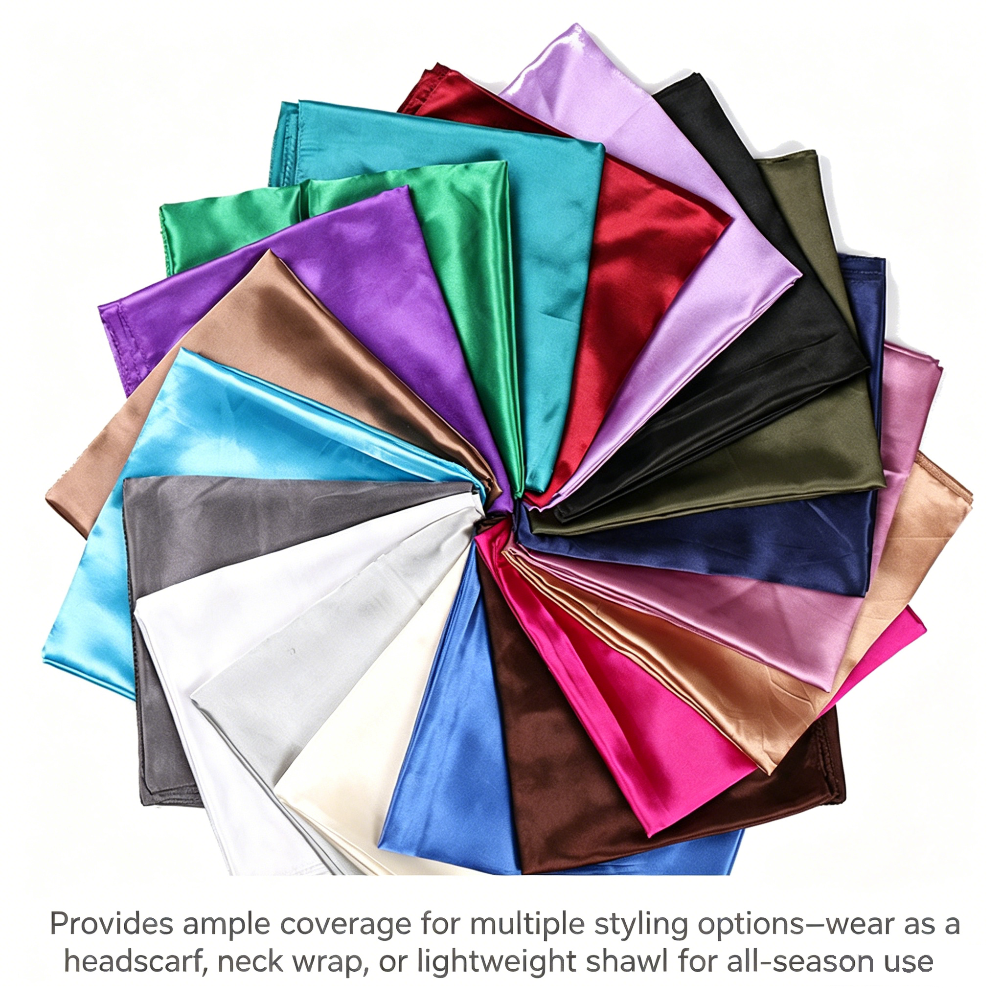 90x90cm Navy blue Solid Color Satin Square Scarf for Women - Imitation Silk view 3