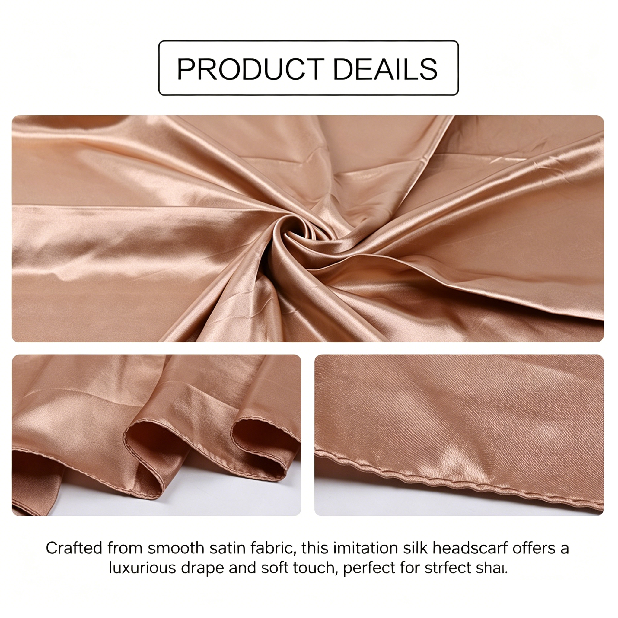 90x90cm Light Gray Solid Color Satin Square Scarf for Women - Imitation Silk view 2