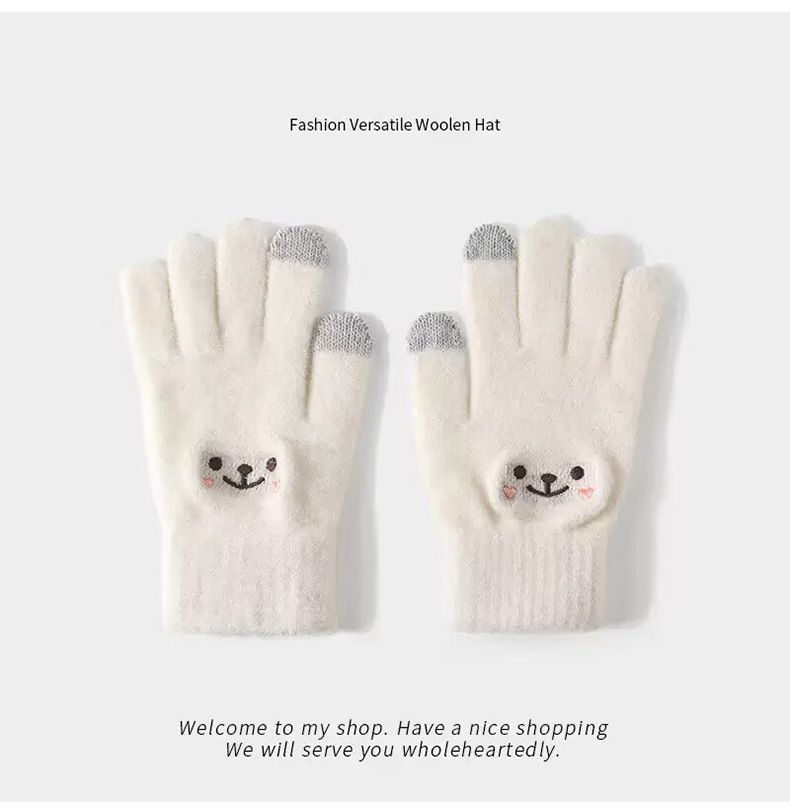 White Winter Cashmere-Like Scarf and Gloves Gift Set for Women - Solid Color view 4