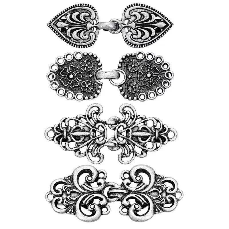 4 pcs Silvery Vintage Sweater Shawl Clip Brooch - Decorative Cardigan Collar