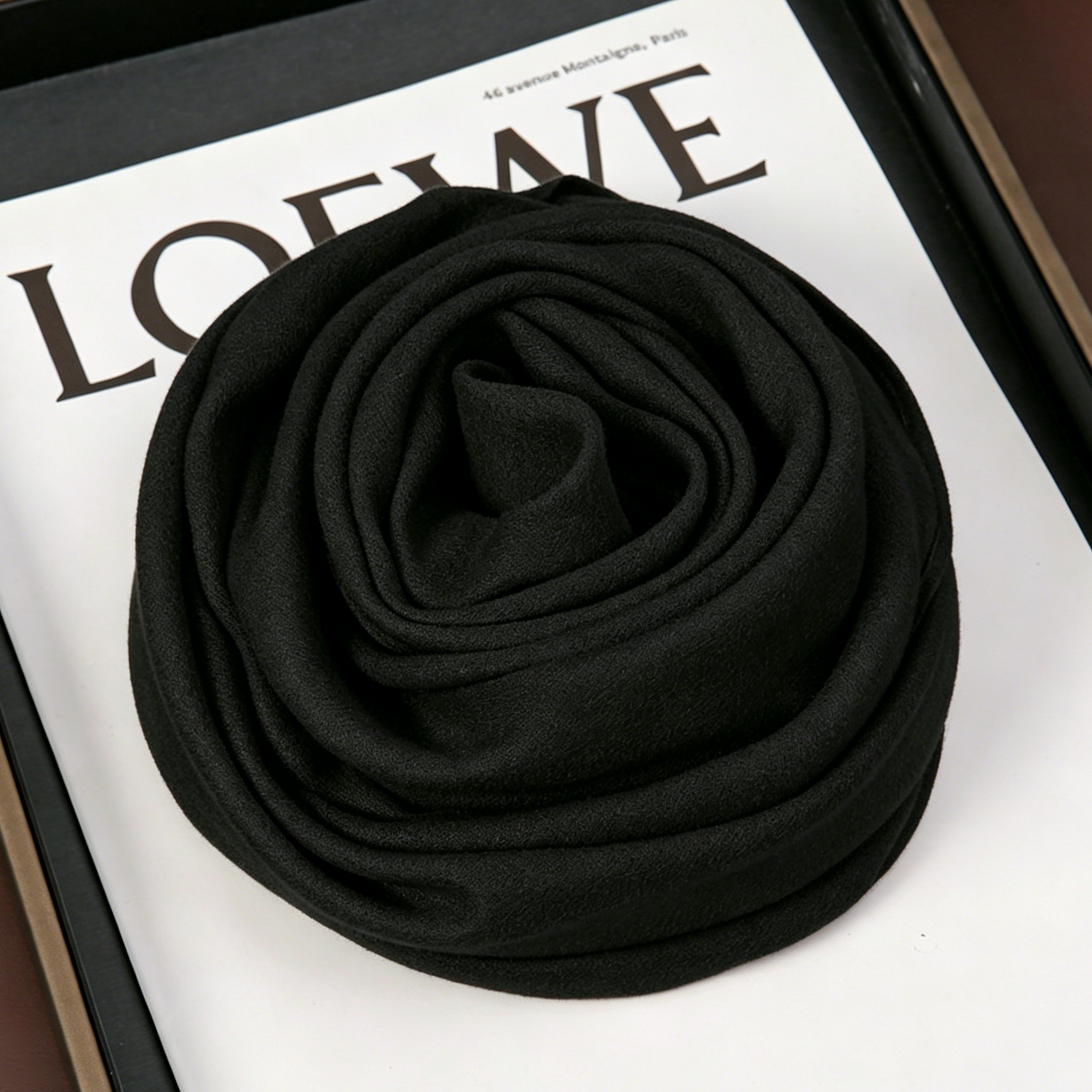 Black 90 x 90cm Women Solid Colour Square Scarf - Lightweight Polyester Head view 2