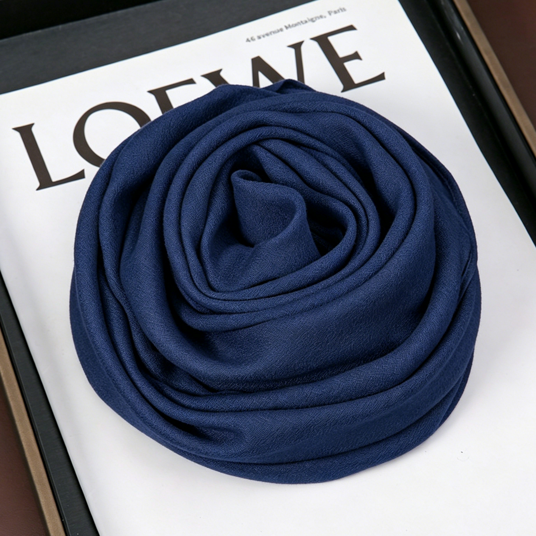 Dark blue 90 x 90cm Women Solid Colour Square Scarf - Lightweight Polyester view 2