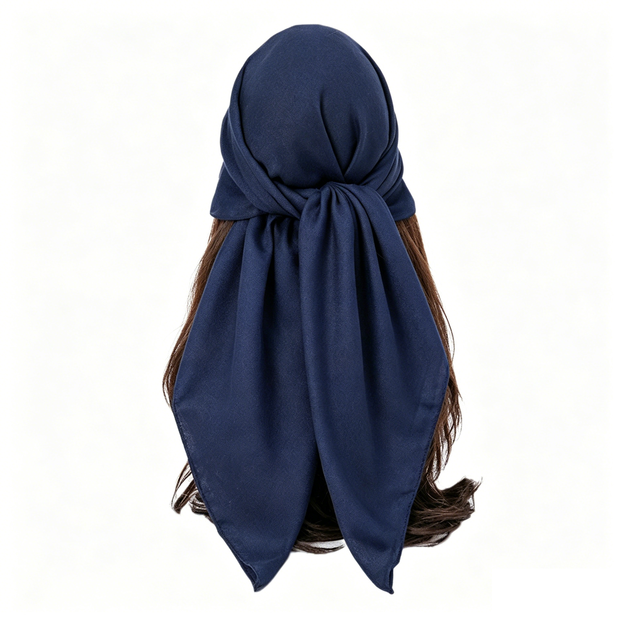 Dark blue 90 x 90cm Women Solid Colour Square Scarf - Lightweight Polyester view 3