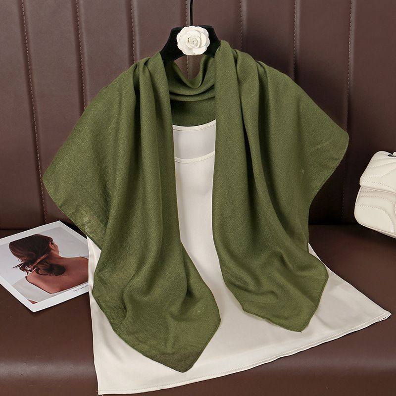 Green 90 x 90cm Women Solid Colour Square Scarf - Lightweight Polyester Head