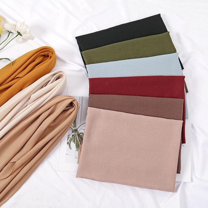 Grey 90 x 90cm Women Solid Colour Square Scarf - Lightweight Polyester Head view 5