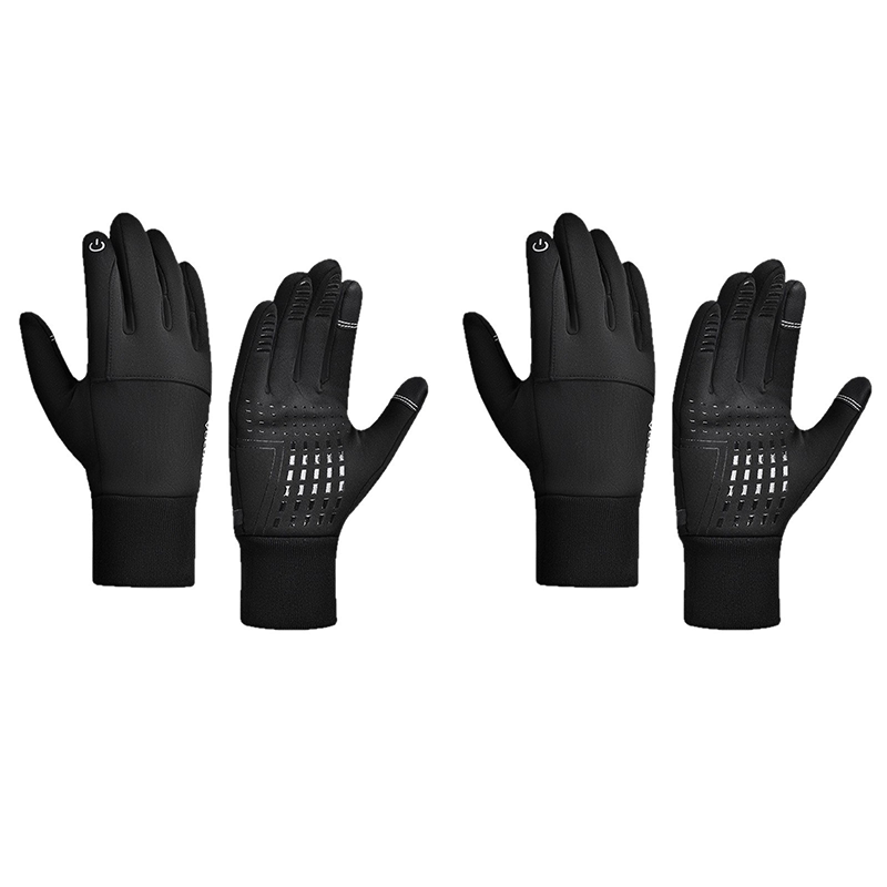 2 Pairs Black M size Winter Cycling Gloves Set - Windproof Thermal Touchscreen