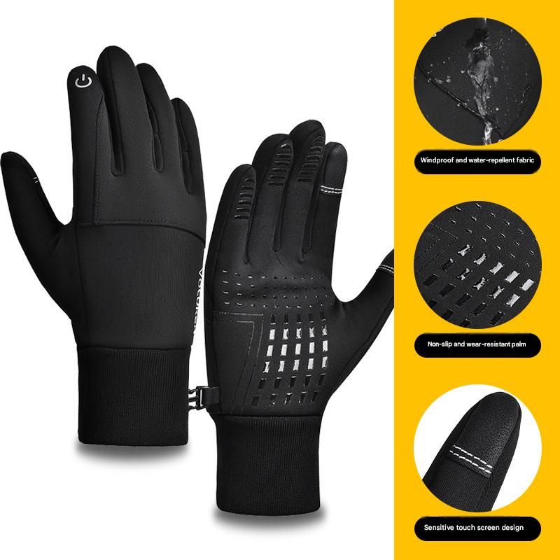 2 Pairs Black M size Winter Cycling Gloves Set - Windproof Thermal Touchscreen view 2