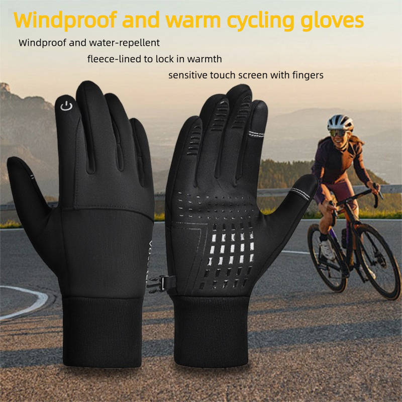 2 Pairs Black M size Winter Cycling Gloves Set - Windproof Thermal Touchscreen view 3