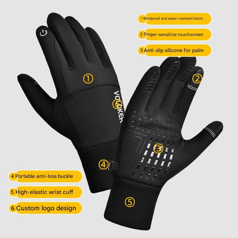 2 Pairs Black M size Winter Cycling Gloves Set - Windproof Thermal Touchscreen view 4