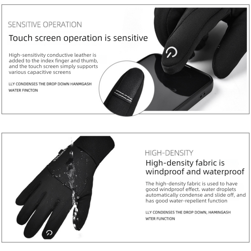 2 Pairs Black M size Winter Cycling Gloves Set - Windproof Thermal Touchscreen view 12