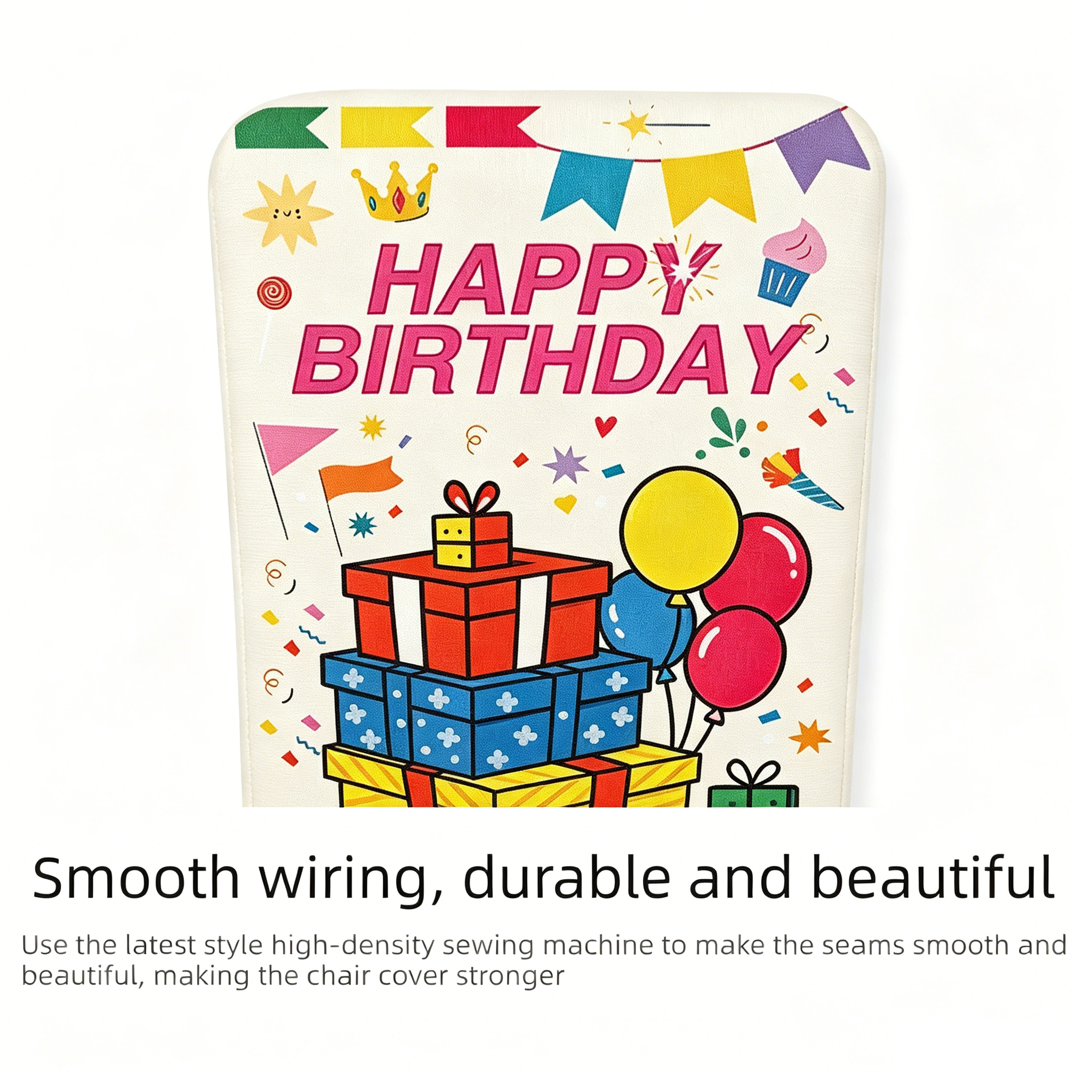 4 pcs Cartoon half chair covers birthday(Happy birthday*3 and It's my view 4