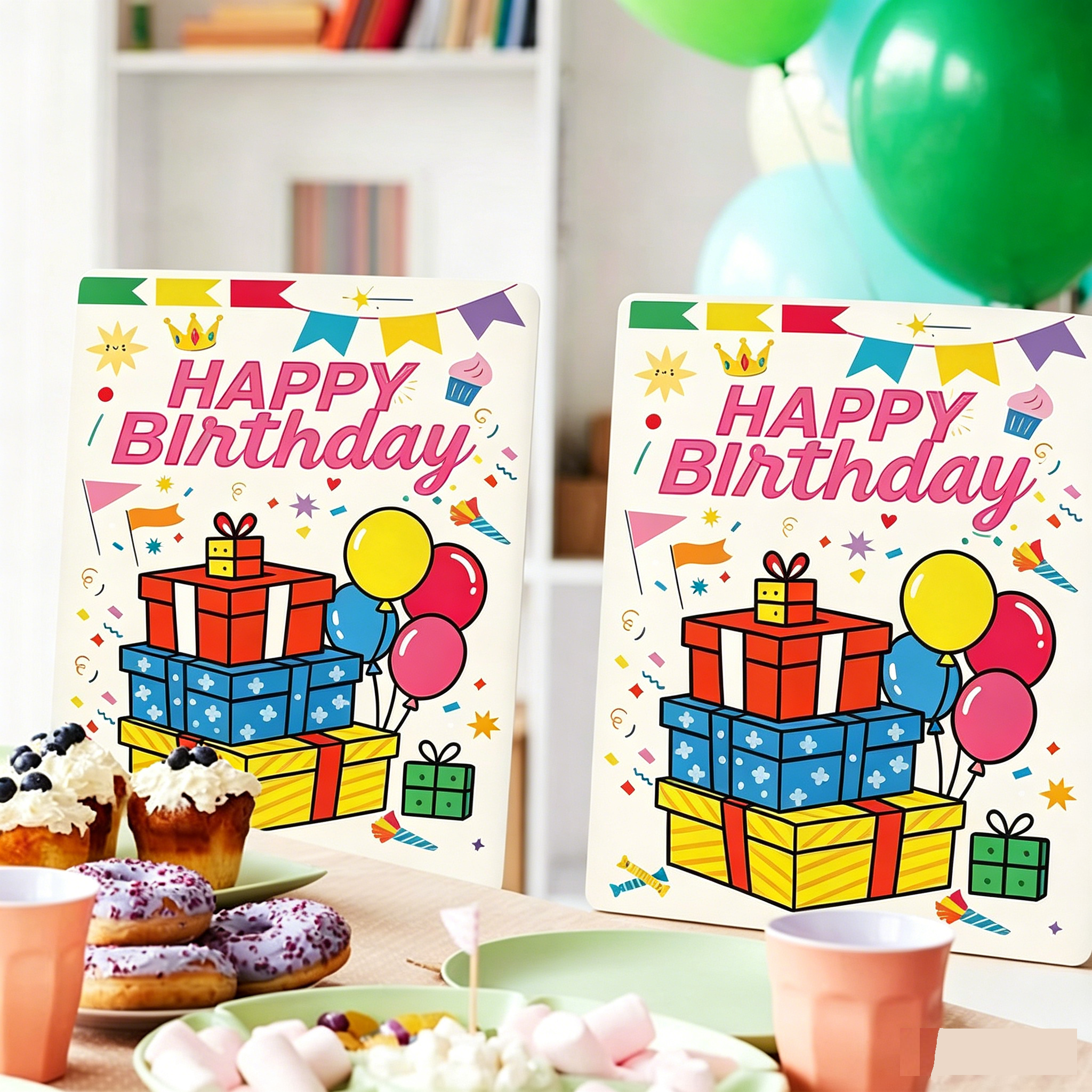 4 pcs Cartoon half chair covers birthday(Happy birthday*3 and It's my view 6