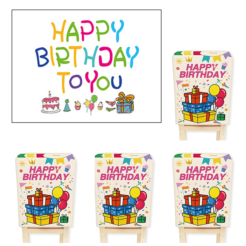 5 pcs Birthday Party Decoration Set - Happy Birthday Backdrop Banner with 4