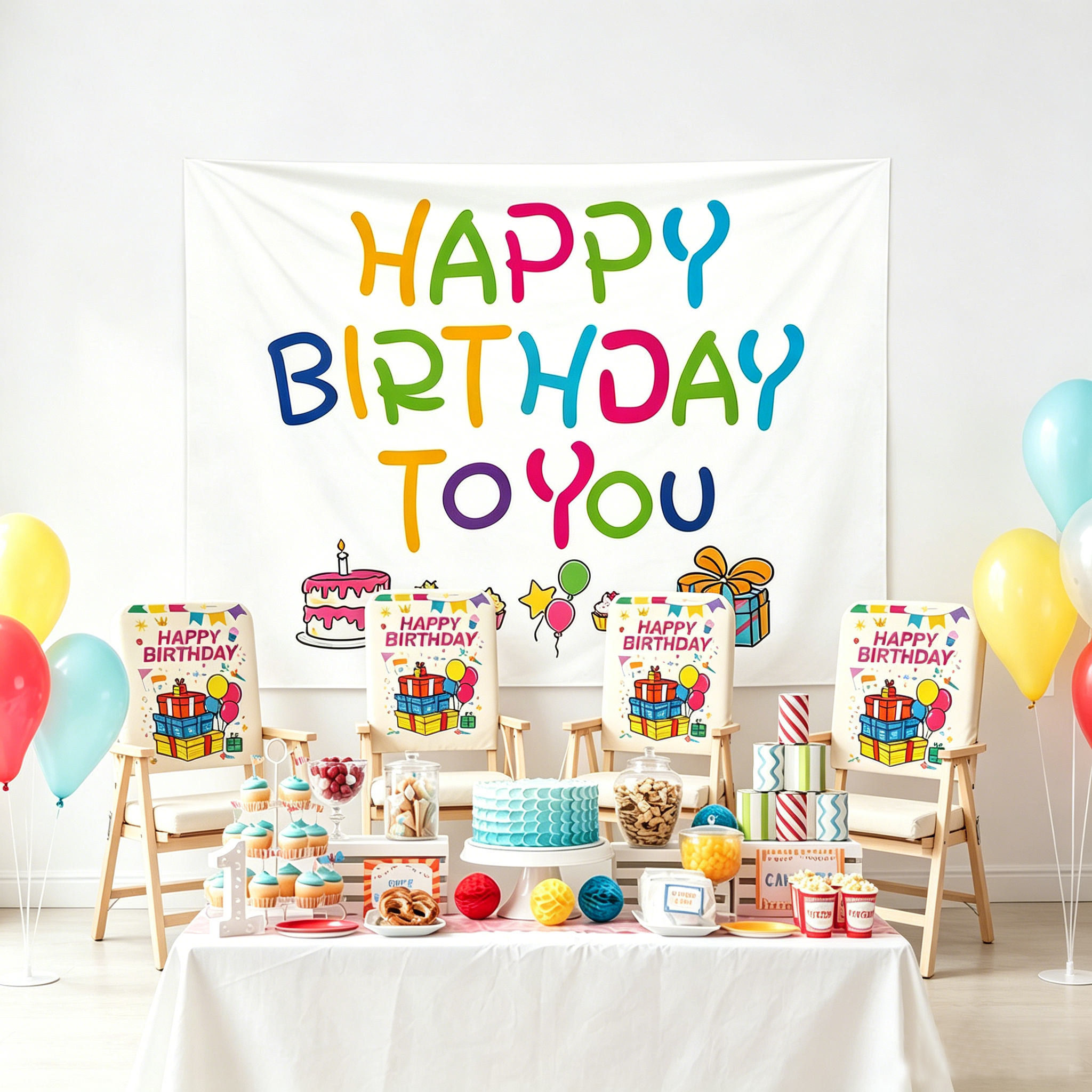 5 pcs Birthday Party Decoration Set - Happy Birthday Backdrop Banner with 4 view 9
