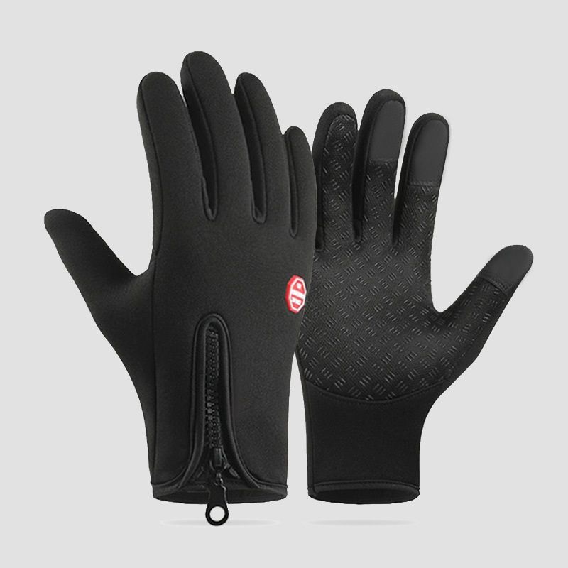 Black M size Winter Outdoor Cycling Gloves - Touch Screen Compatible Windproof