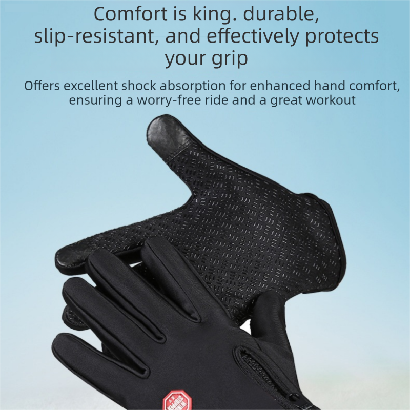 Blue M size Winter Outdoor Cycling Gloves - Touch Screen Compatible Windproof view 4