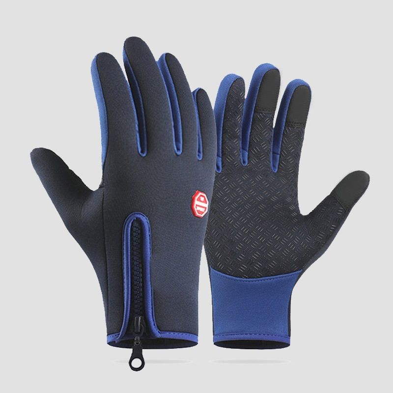 Blue L size Winter Outdoor Cycling Gloves - Touch Screen Compatible Windproof