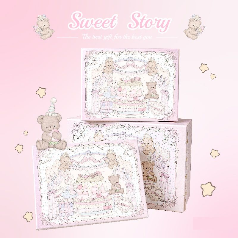 Pink Sweet Story Large Gift Box with Lid set-Includes Raffia and Gift Bag view 2