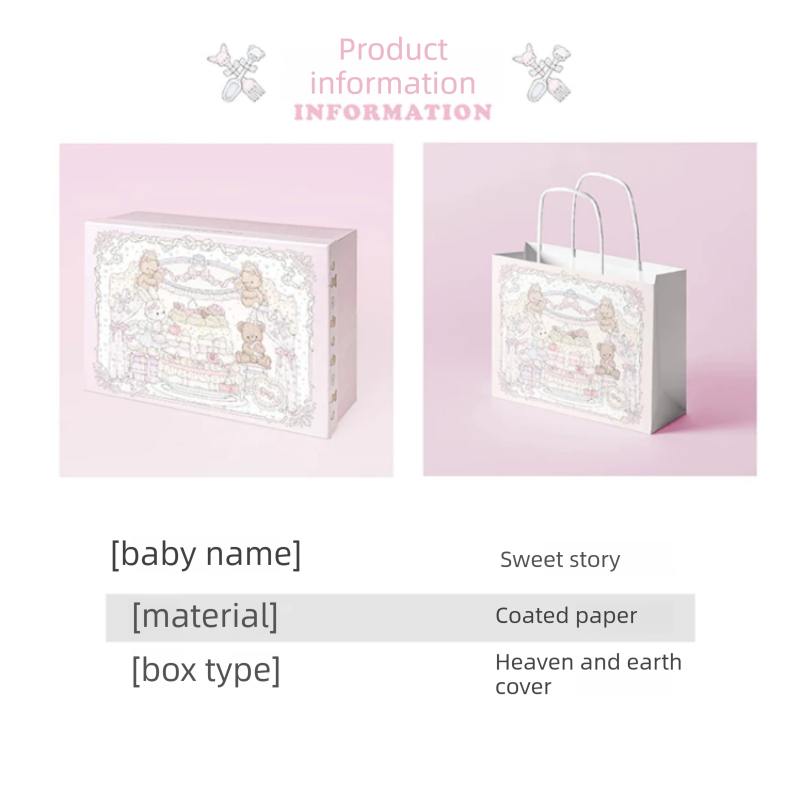 Pink Sweet Story Large Gift Box with Lid set-Includes Raffia and Gift Bag view 5