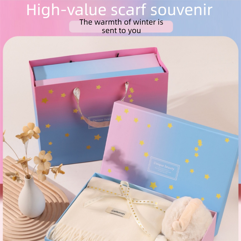 White Winter Scarf Gift Box Set for Women （4-Piece Set: Earmuffs view 6