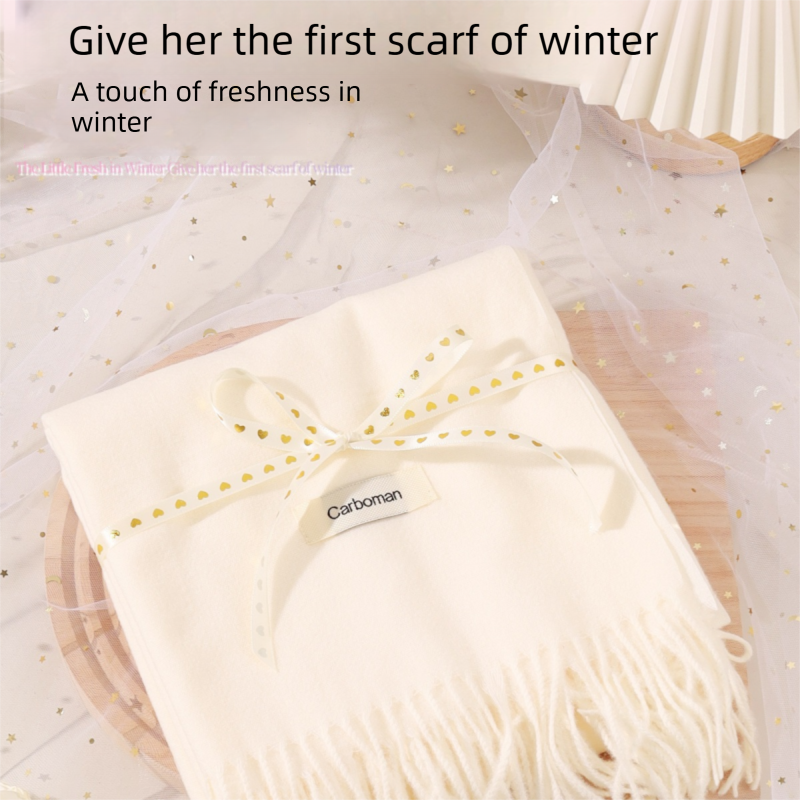 Pink and White Winter Scarf Gift Box Set for Women （4-Piece Set: Earmuffs view 8