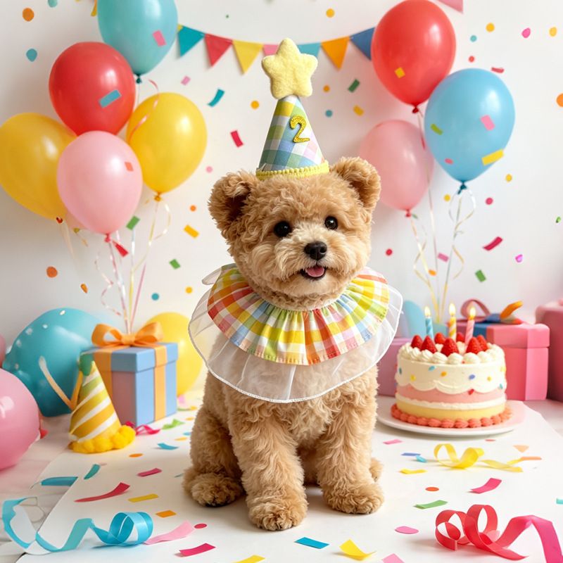 2Pcs Rainbow Pet Birthday Outfit Set（Includes Bonus Gold Number Stickers） view 6