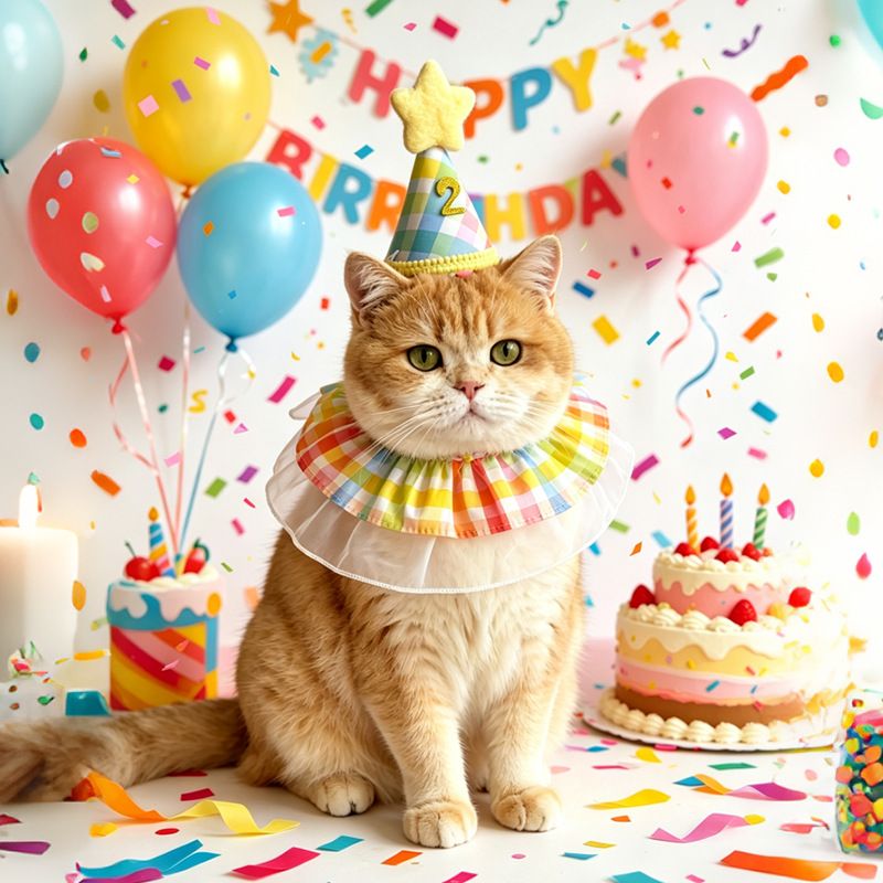 2Pcs Rainbow Pet Birthday Outfit Set（Includes Bonus Gold Number Stickers） view 7