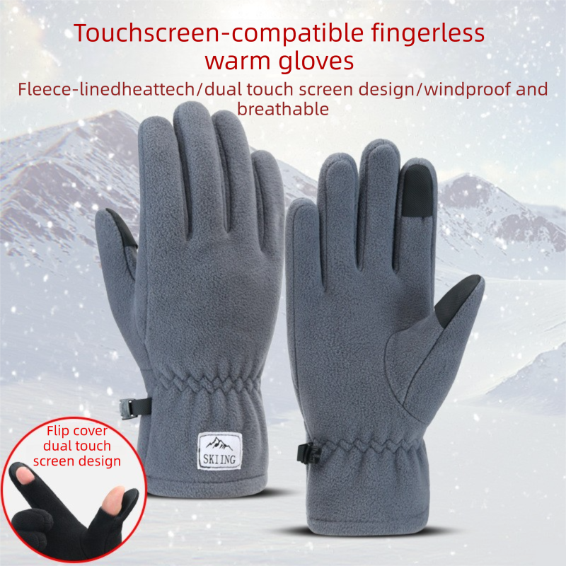 Black Winter Thermal Touchscreen Gloves - Outdoor Cycling Skiing Driving view 2