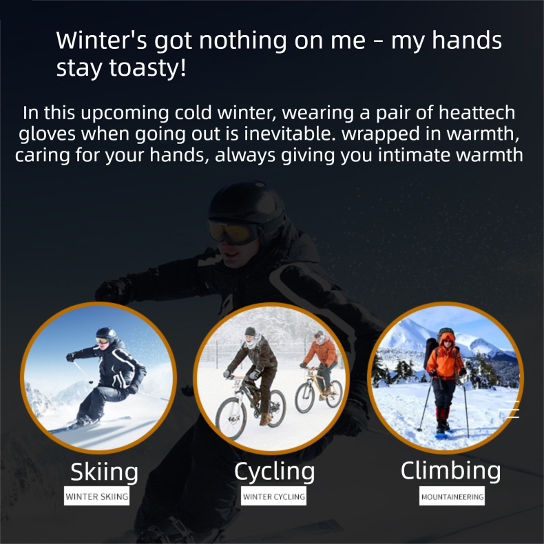 Black Winter Thermal Touchscreen Gloves - Outdoor Cycling Skiing Driving view 6