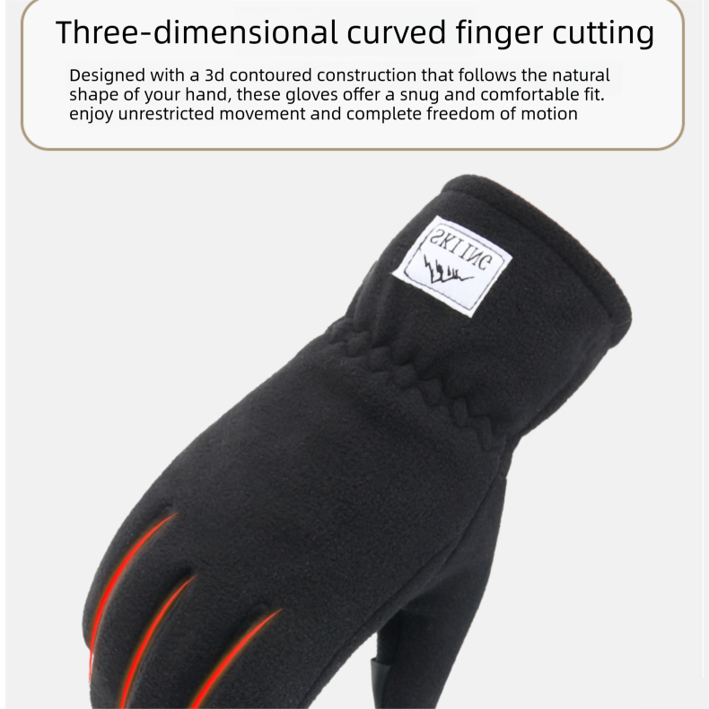 Grey Winter Thermal Touchscreen Gloves - Outdoor Cycling Skiing Driving view 8