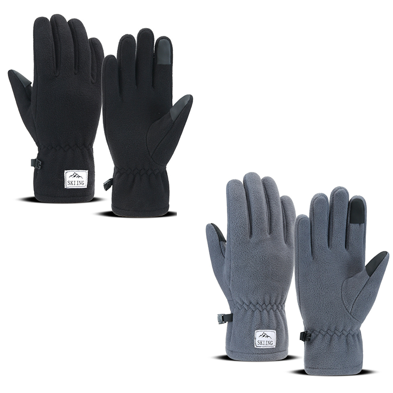 2 piece Black and Grey Winter Thermal Touchscreen Gloves - Outdoor Cycling