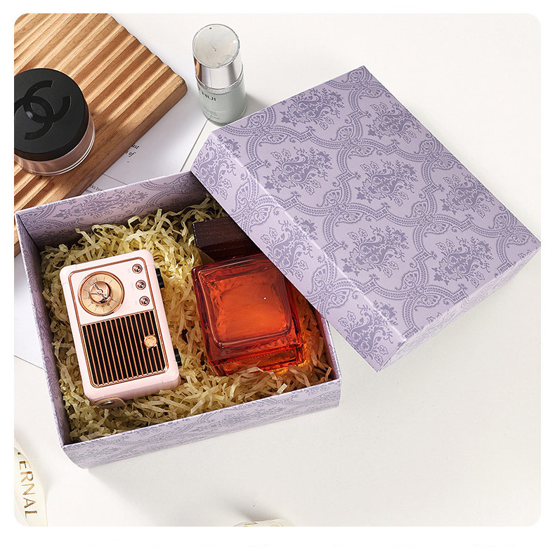 3 piece small size Purple Gift Box Set with Gift Bag & Raffia Fill - Premium view 8